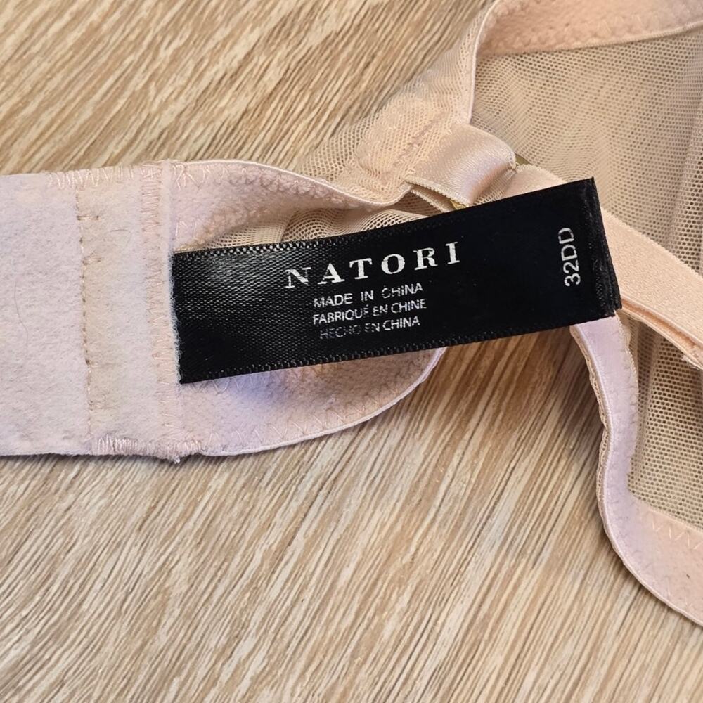 Natori Flora Plunge Bra 32DD Light Pink Nude Lace Underwire - Picture 3 of 3